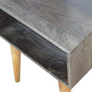 Open Bedside Table | Solid Mango Wood | Carbon Black Finish | Shelf Storage