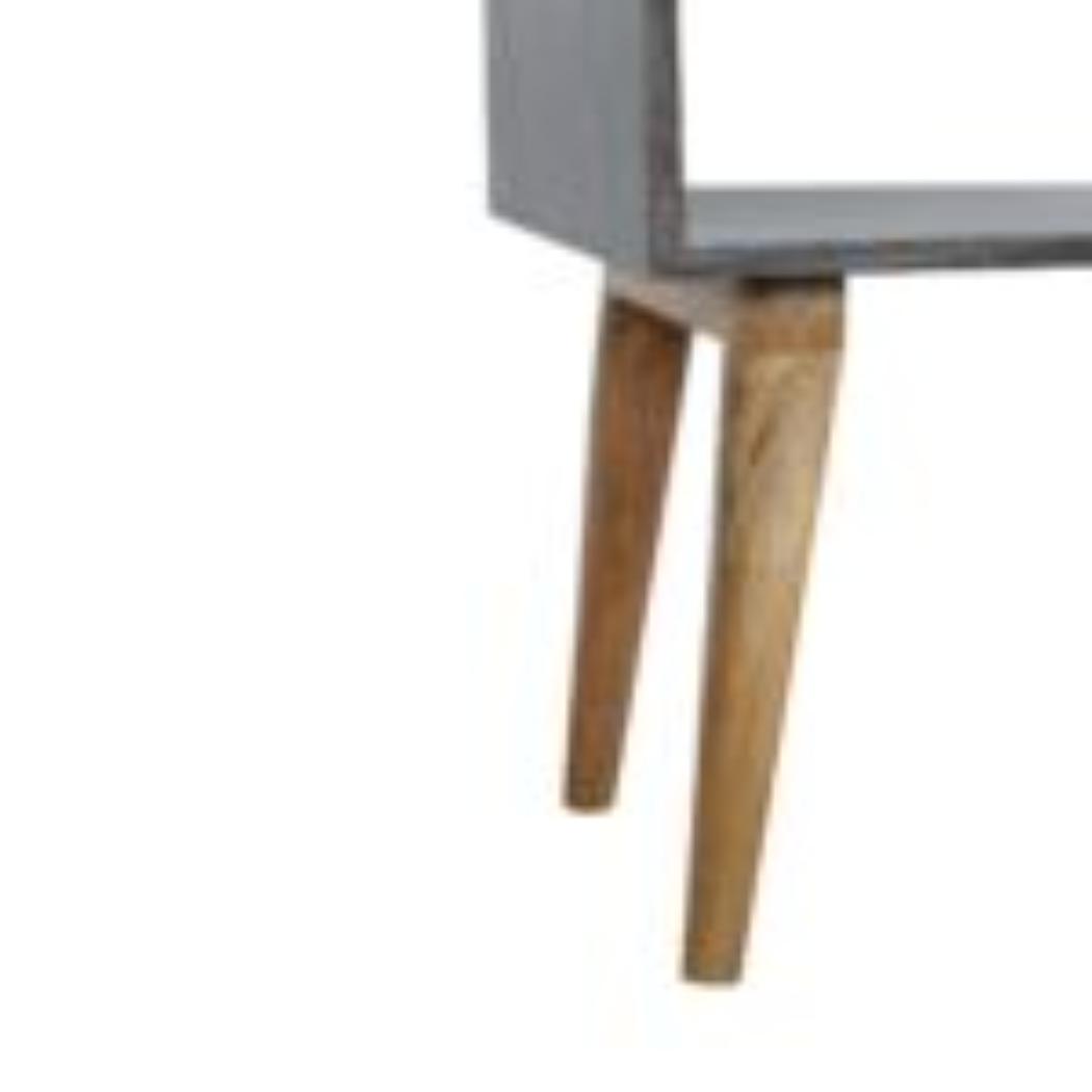 Open Bedside Table | Solid Mango Wood | Carbon Black Finish | Shelf Storage