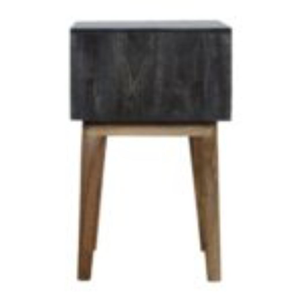 Open Bedside Table | Solid Mango Wood | Carbon Black Finish | Shelf Storage
