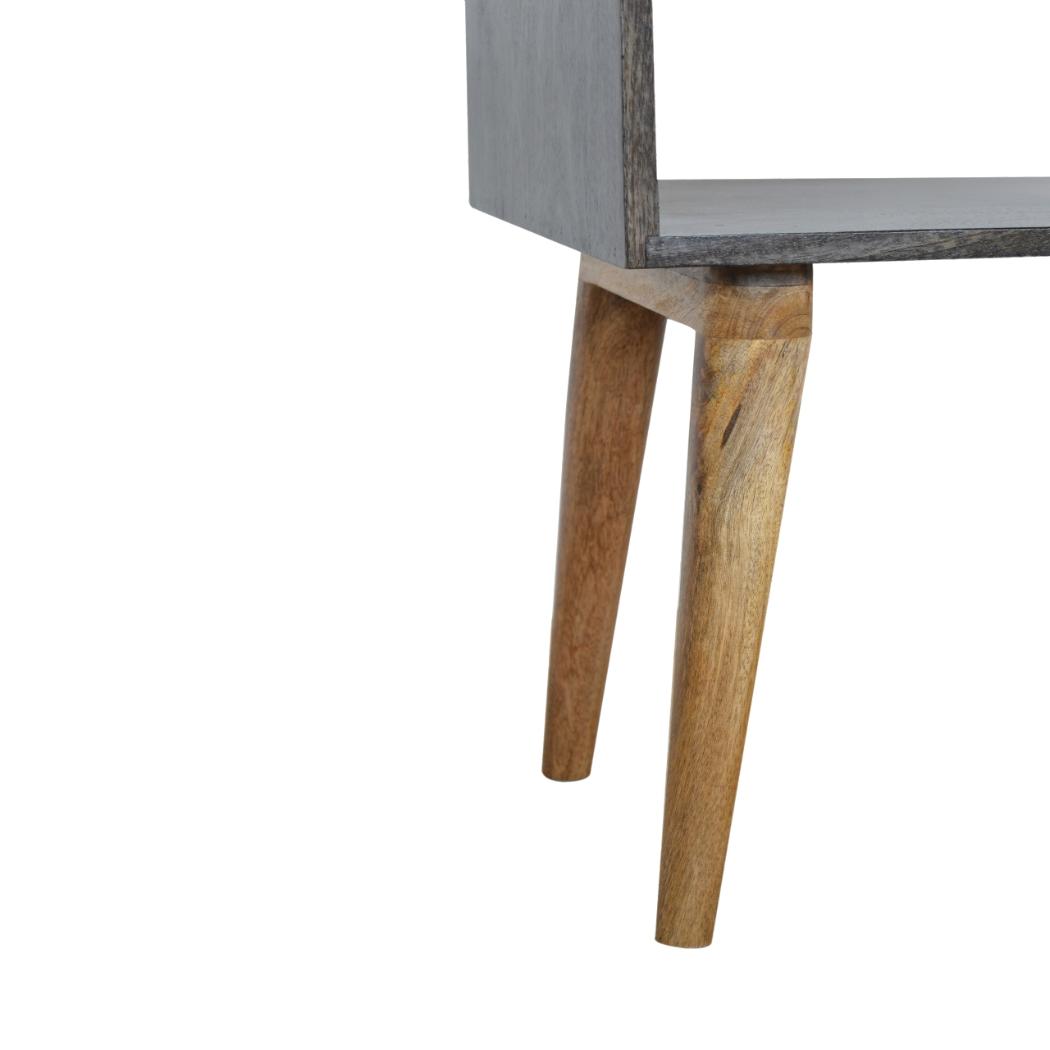 Open Bedside Table | Solid Mango Wood | Carbon Black Finish | Shelf Storage