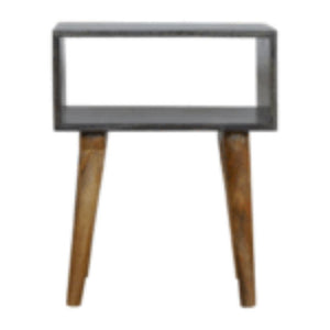 Open Bedside Table | Solid Mango Wood | Carbon Black Finish | Shelf Storage