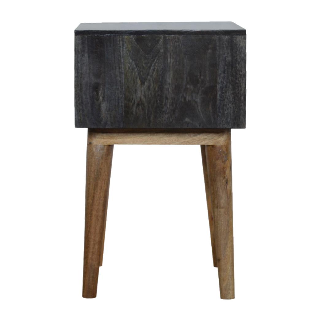 Open Bedside Table | Solid Mango Wood | Carbon Black Finish | Shelf Storage