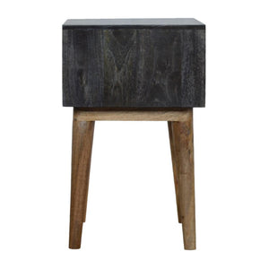 Open Bedside Table | Solid Mango Wood | Carbon Black Finish | Shelf Storage