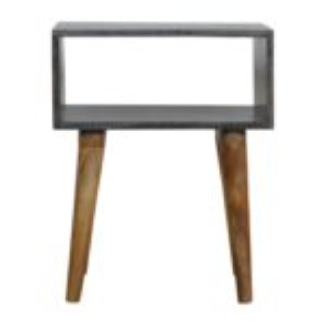 Open Bedside Table | Solid Mango Wood | Carbon Black Finish | Shelf Storage