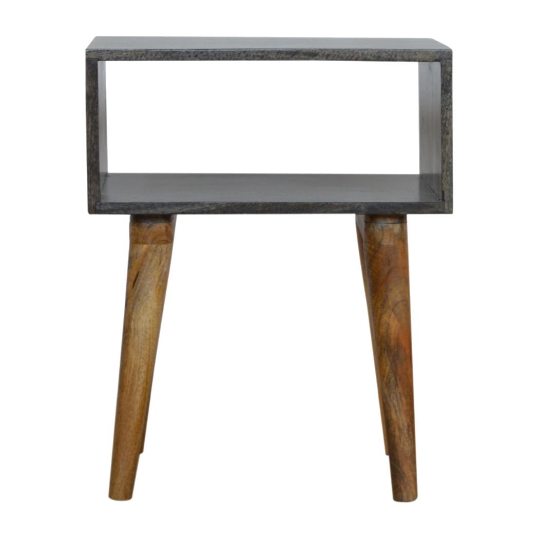 Open Bedside Table | Solid Mango Wood | Carbon Black Finish | Shelf Storage