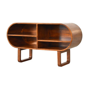 Open Circular Media Unit | Chestnut Finish | Rounded TV Storage