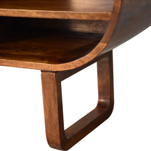 Open Circular Media Unit | Chestnut Finish | Rounded TV Storage
