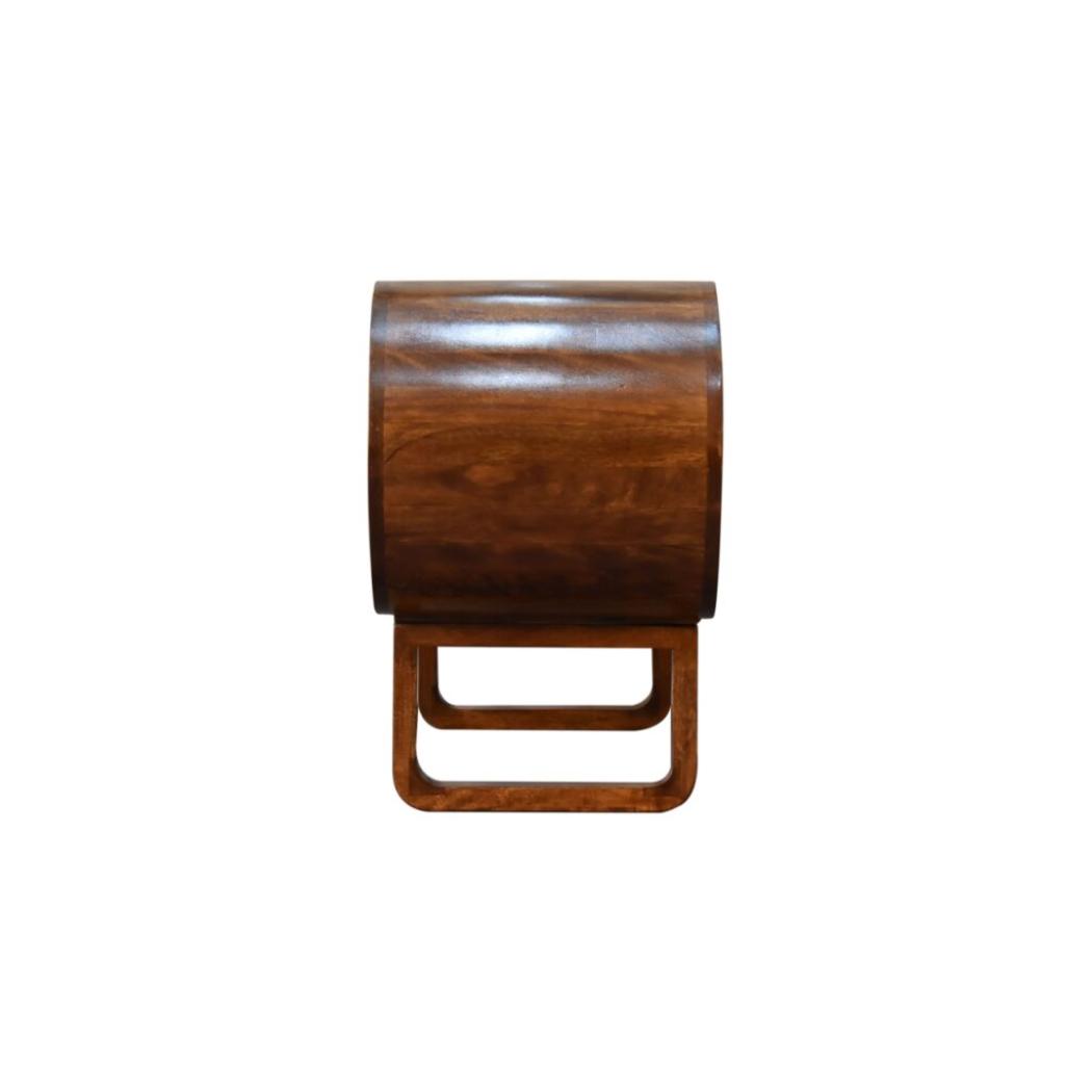 Open Circular Media Unit | Chestnut Finish | Rounded TV Storage