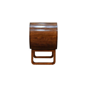Open Circular Media Unit | Chestnut Finish | Rounded TV Storage