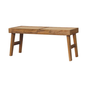 Open Rattan Bench | Natural Textured Accent Seating