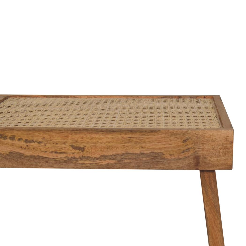 Open Rattan Bench | Natural Textured Accent Seating