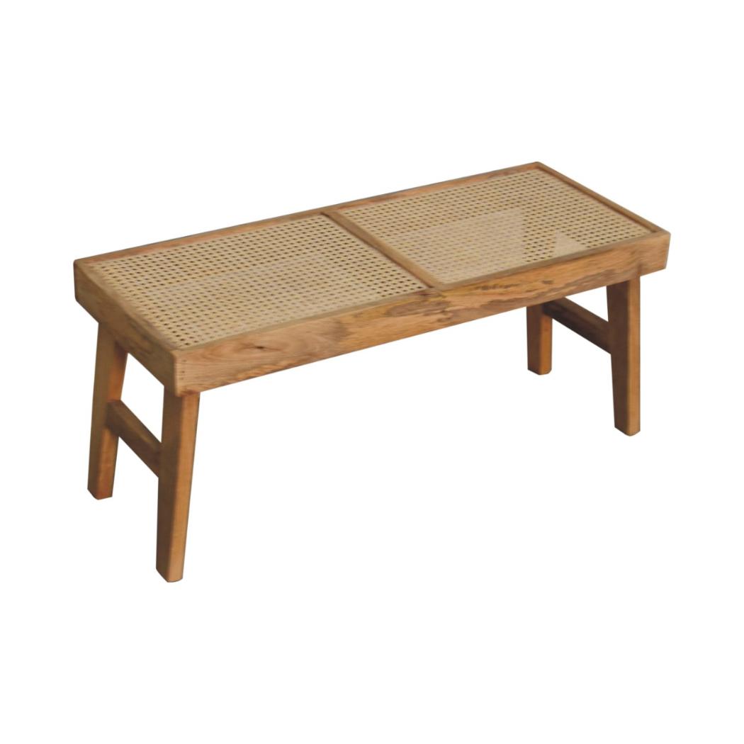 Open Rattan Bench | Natural Textured Accent Seating