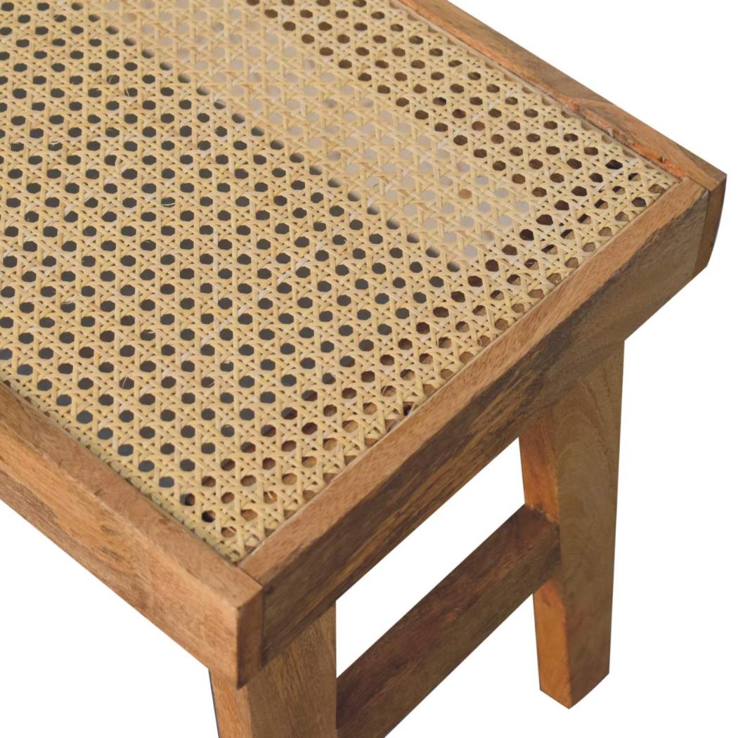 Open Rattan Bench | Natural Textured Accent Seating
