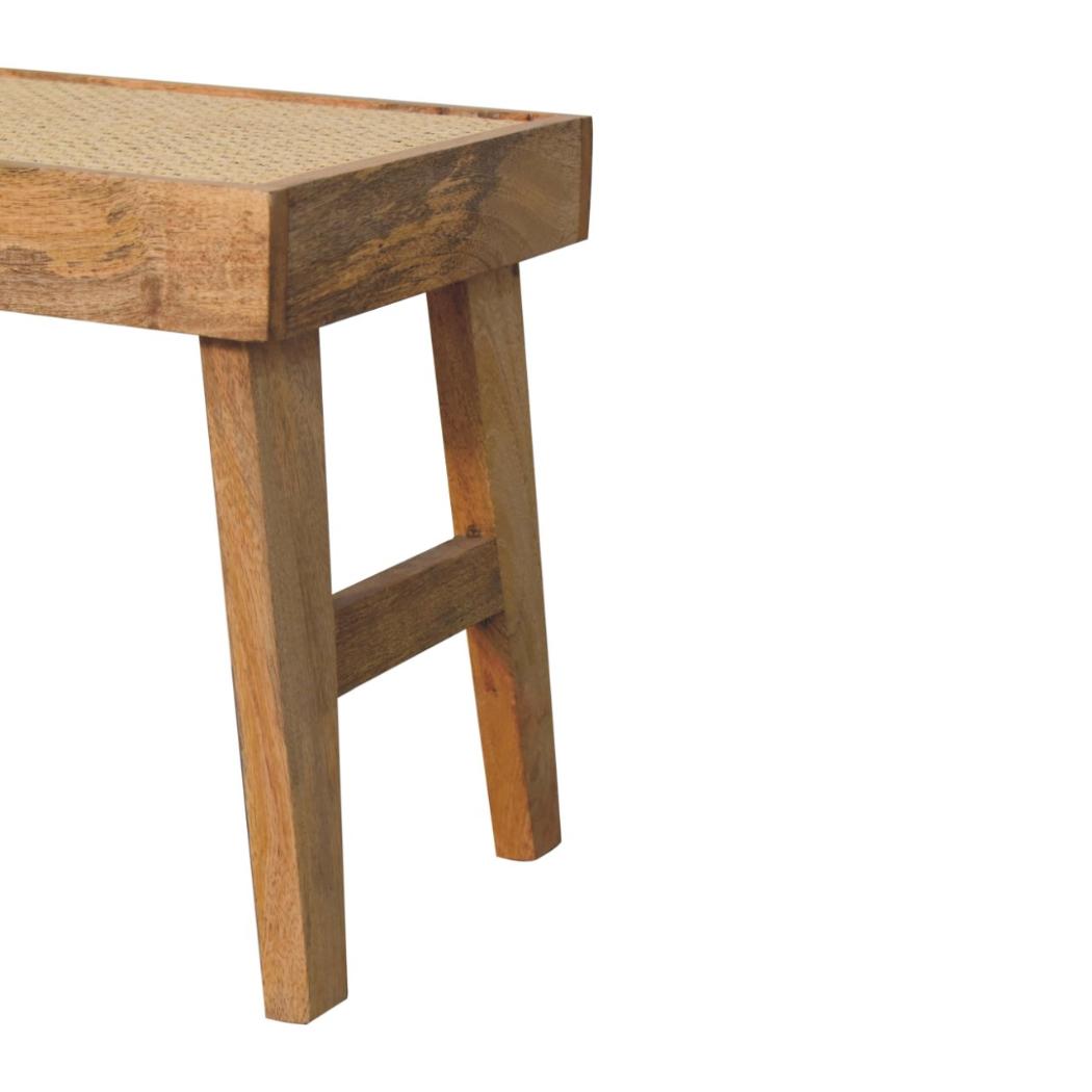 Open Rattan Bench | Natural Textured Accent Seating