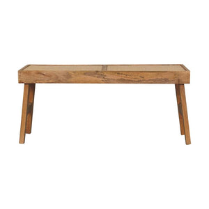 Open Rattan Bench | Natural Textured Accent Seating