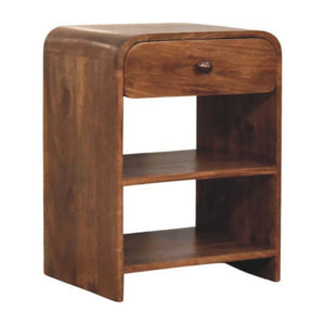 Open-Shelf Bedside Table with Drawer | Compact Bedroom Storage