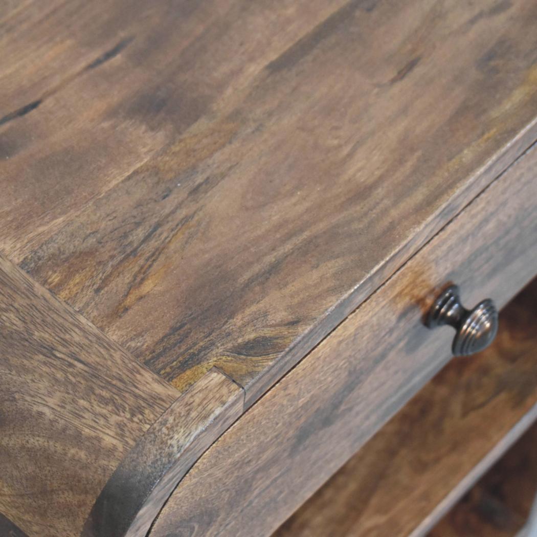 Open-Shelf Bedside Table with Drawer | Compact Bedroom Storage