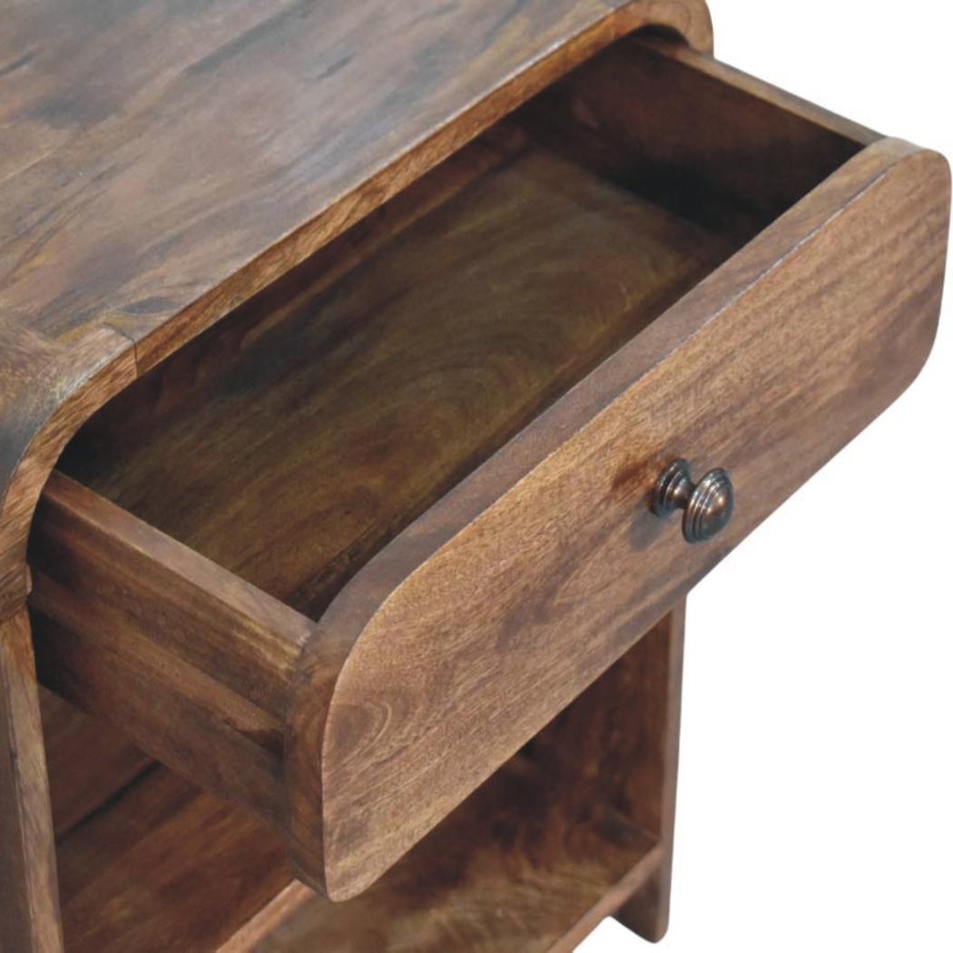 Open-Shelf Bedside Table with Drawer | Compact Bedroom Storage