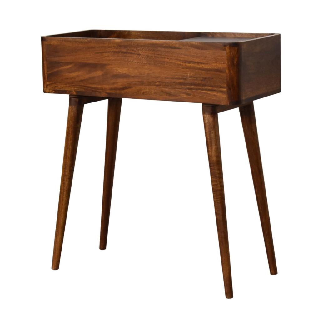 Open-Top Console Table | Chestnut Finish | Raised Display Storage