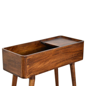 Open-Top Console Table | Chestnut Finish | Raised Display Storage