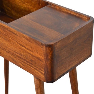 Open-Top Console Table | Chestnut Finish | Raised Display Storage
