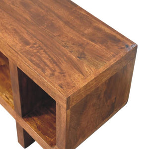 Orion Curved Chestnut Media Unit | Timber TV Cabinet | Soft Edge Living Room Storage