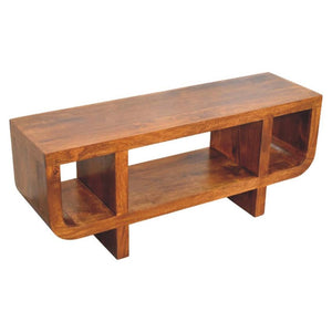 Orion Curved Chestnut Media Unit | Timber TV Cabinet | Soft Edge Living Room Storage
