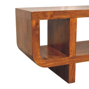 Orion Curved Chestnut Media Unit | Timber TV Cabinet | Soft Edge Living Room Storage
