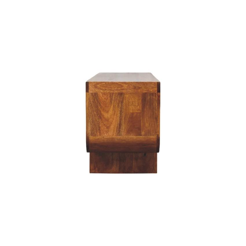 Orion Curved Chestnut Media Unit | Timber TV Cabinet | Soft Edge Living Room Storage