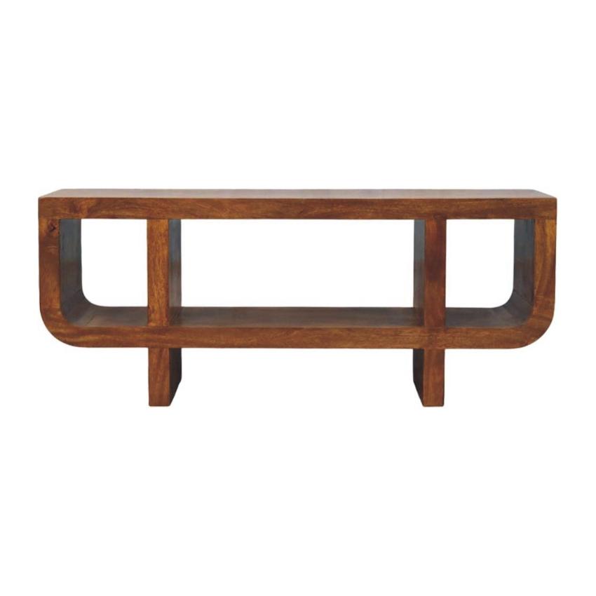Orion Curved Chestnut Media Unit | Timber TV Cabinet | Soft Edge Living Room Storage