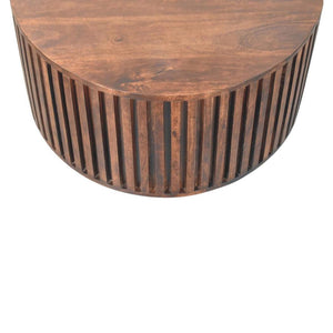 Orion Slatted Coffee Table | Solid Mango Wood | California Walnut Finish | Round Living Room Table