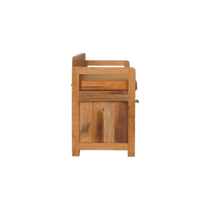 Oxford Storage Bench | Solid Mango Wood | Oak-ish Finish | 2 Drawers