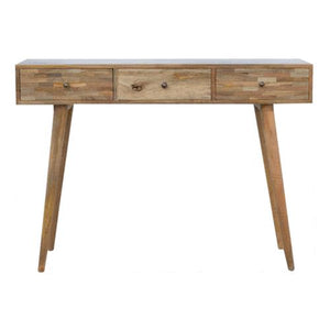 Patchwork Console Table | Solid Mango Wood | Mixed Timber Finish | Eclectic Hallway Table
