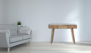 Patchwork Console Table | Solid Mango Wood | Mixed Timber Finish | Eclectic Hallway Table