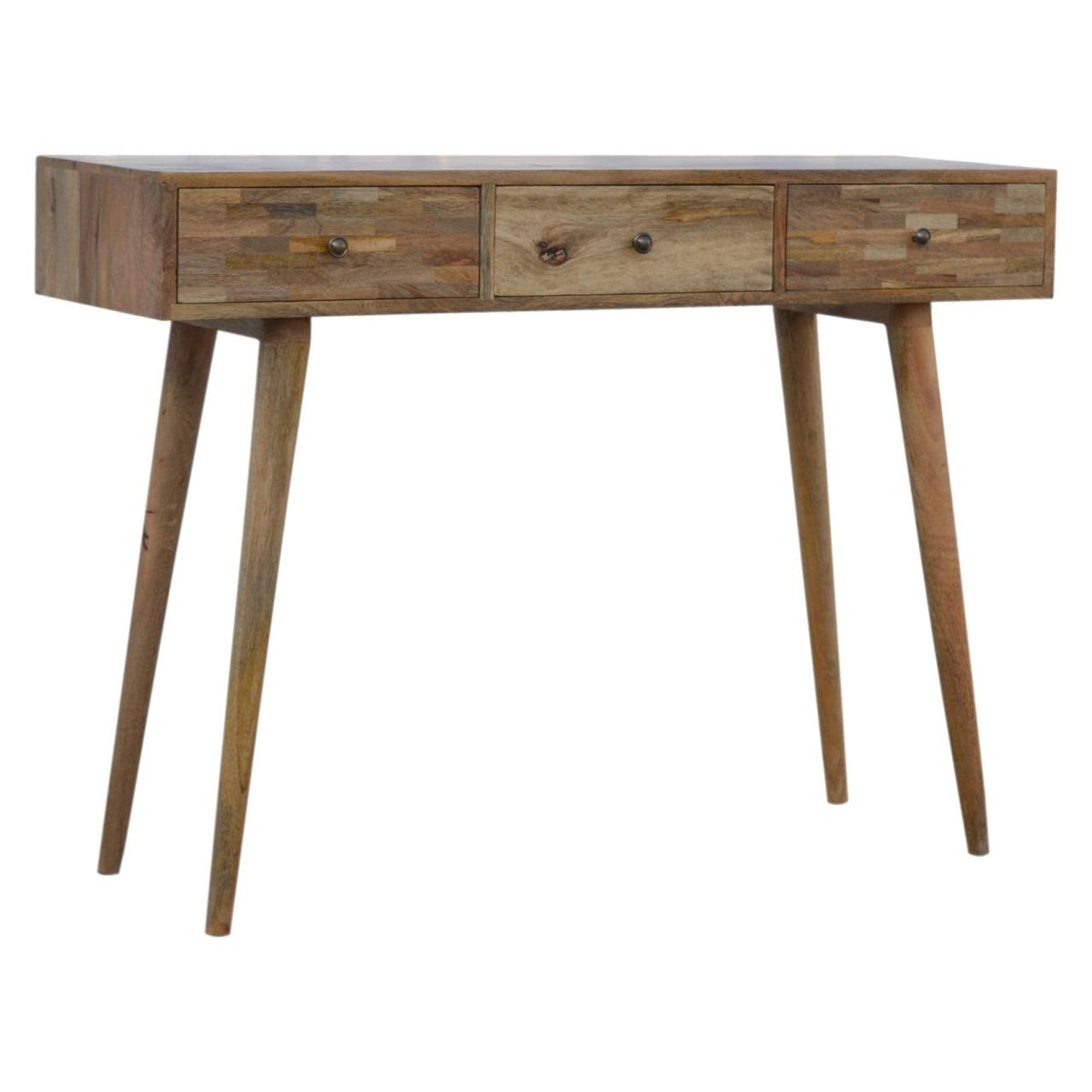 Patchwork Console Table | Solid Mango Wood | Mixed Timber Finish | Eclectic Hallway Table