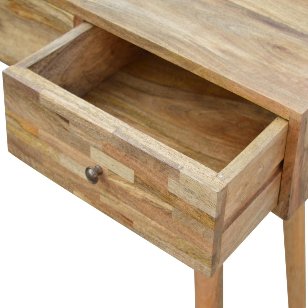 Patchwork Console Table | Solid Mango Wood | Mixed Timber Finish | Eclectic Hallway Table