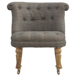 Petite Multi Tweed Accent Chair | Deep Button Back | Mango Wood