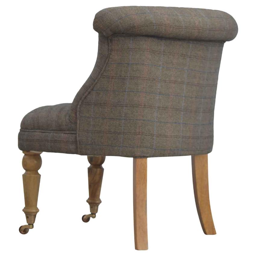 Petite Multi Tweed Accent Chair | Deep Button Back | Mango Wood