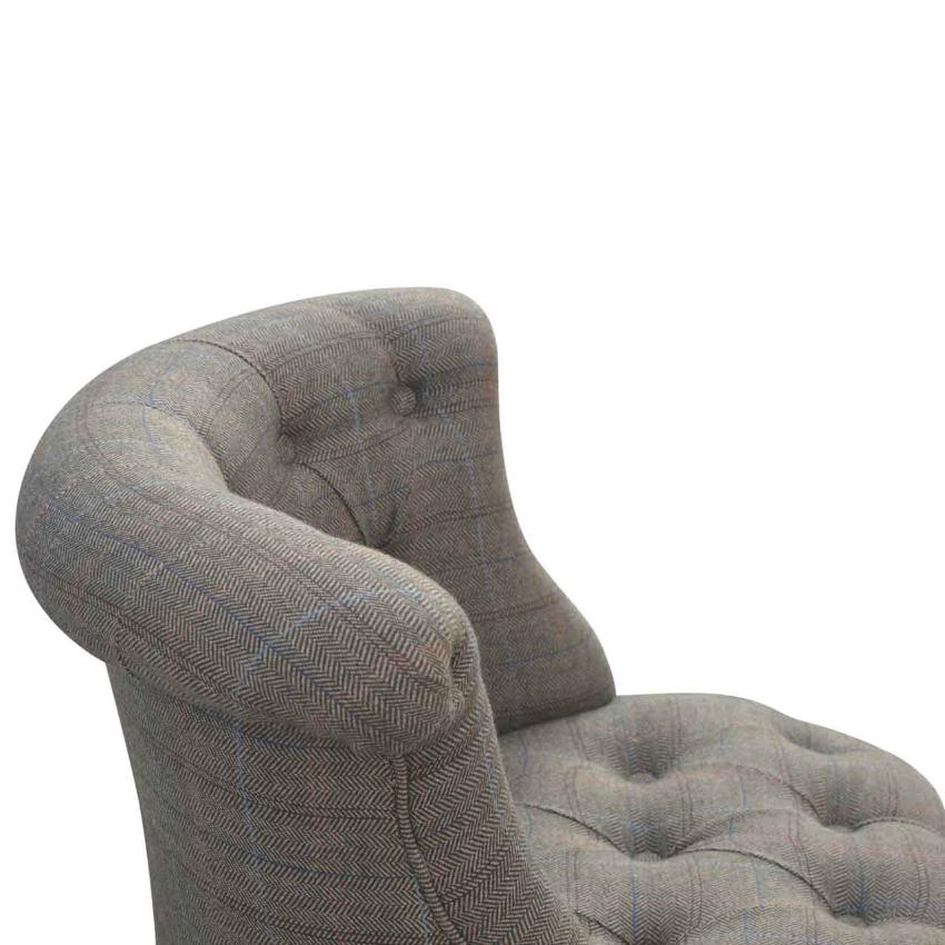 Petite Multi Tweed Accent Chair | Deep Button Back | Mango Wood