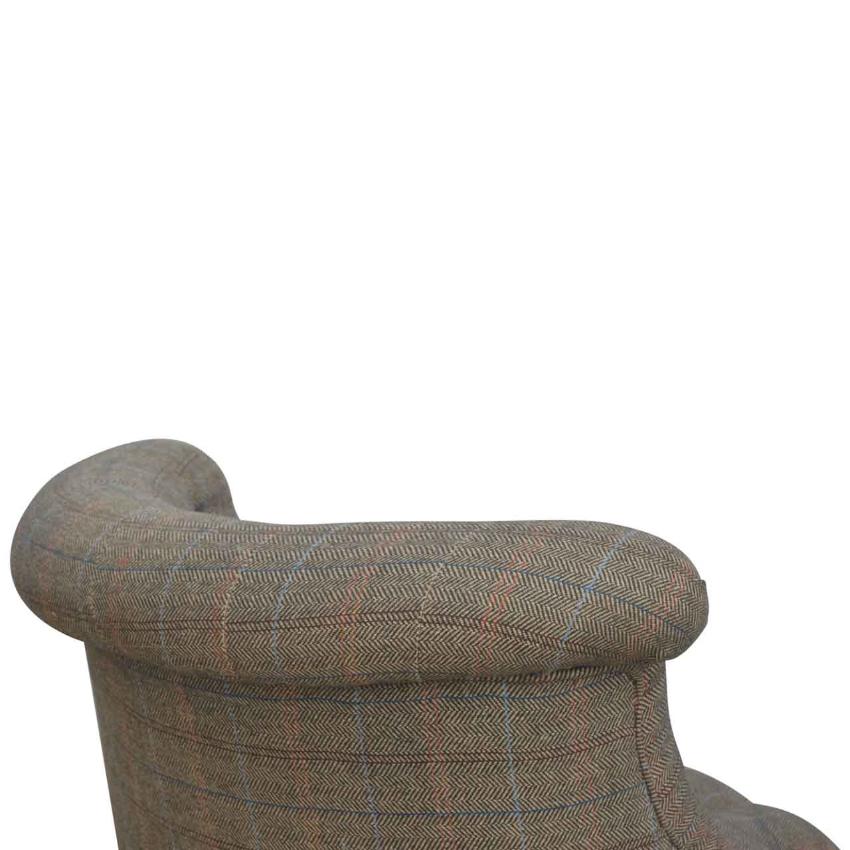 Petite Multi Tweed Accent Chair | Deep Button Back | Mango Wood