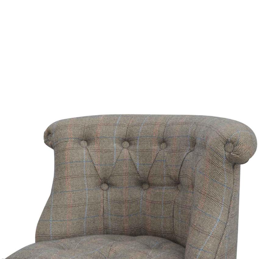 Petite Multi Tweed Accent Chair | Deep Button Back | Mango Wood