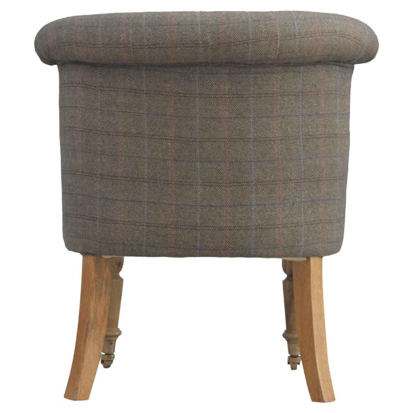 Petite Multi Tweed Accent Chair | Deep Button Back | Mango Wood