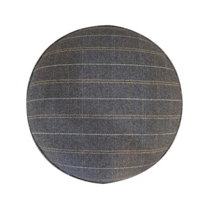 Pewter Tweed Round Footstool | Solid Mango Wood | Upholstered Seat | Nordic Style