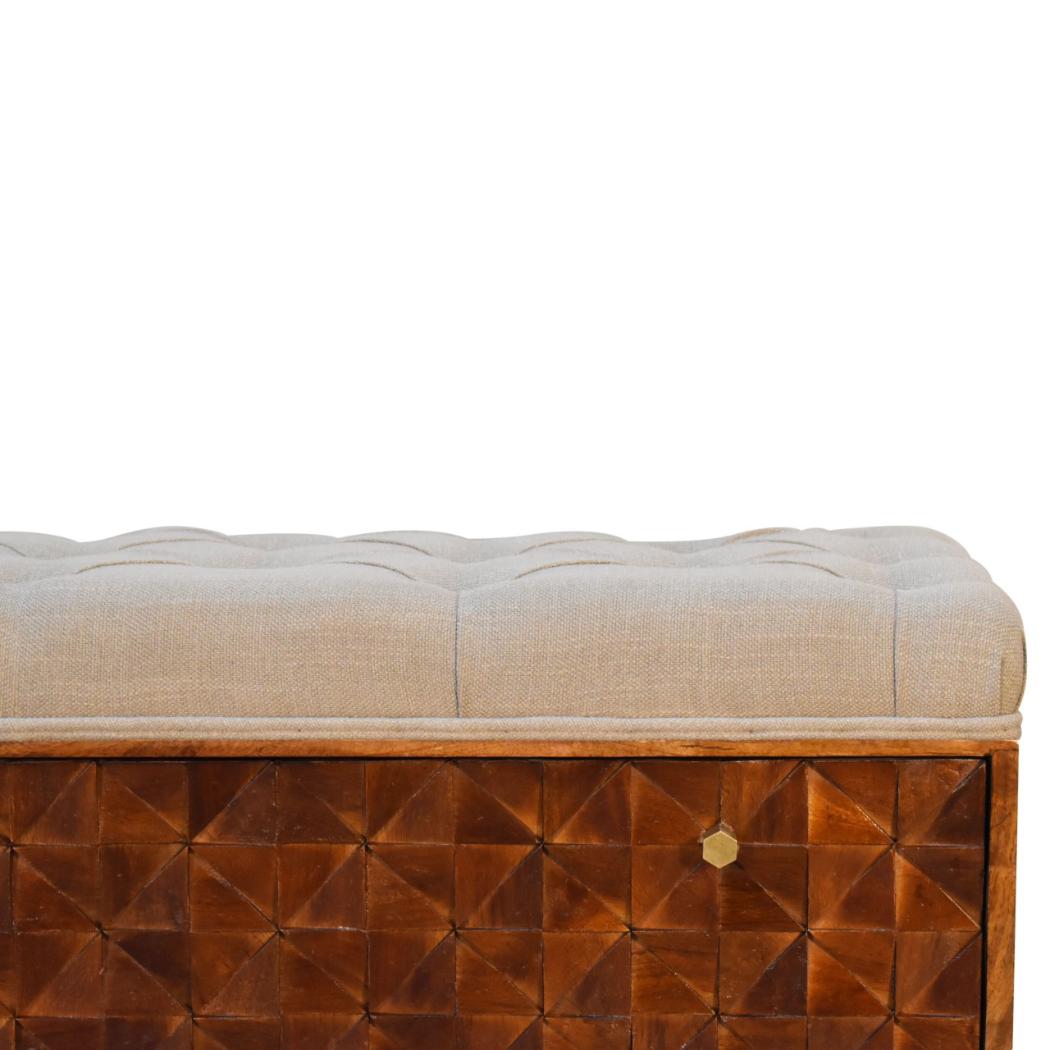Pineapple Carved Bench | Chestnut Finish | Decorative Hallway Seating