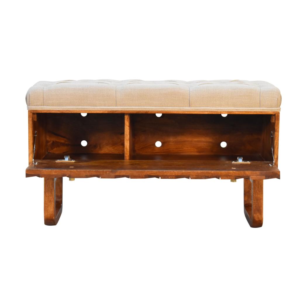 Pineapple Carved Bench | Chestnut Finish | Decorative Hallway Seating
