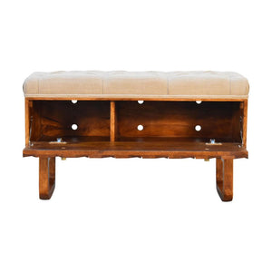 Pineapple Carved Bench | Chestnut Finish | Decorative Hallway Seating