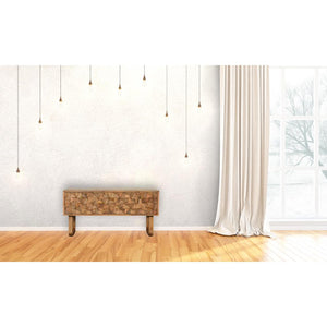 Pineapple Carved Bench | Oak-Inspired Finish | Decorative Accent Seating