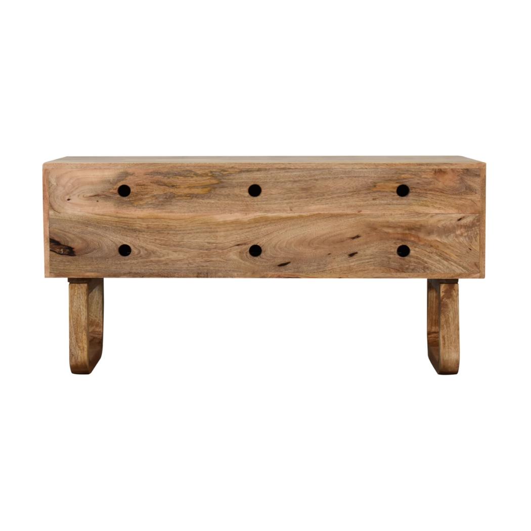 Pineapple Carved Bench | Oak-Inspired Finish | Decorative Accent Seating