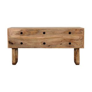 Pineapple Carved Bench | Oak-Inspired Finish | Decorative Accent Seating