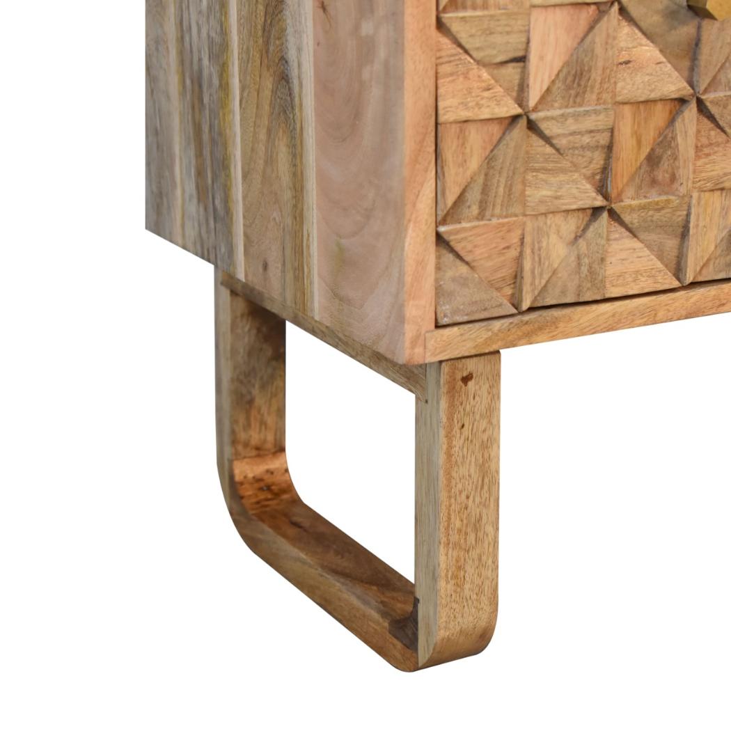 Pineapple Carved Bench | Oak-Inspired Finish | Decorative Accent Seating